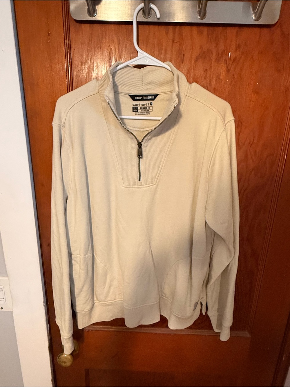 Carhartt Men’s Cream Zip-Neck Pullover Sweater